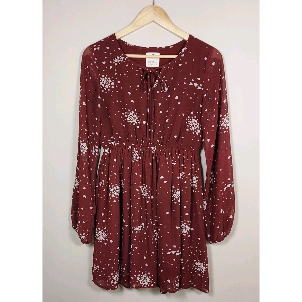 Womens Wild Blue Sadie Robertson Tunic Flare Dress Size Small Maroon/Red Hearts